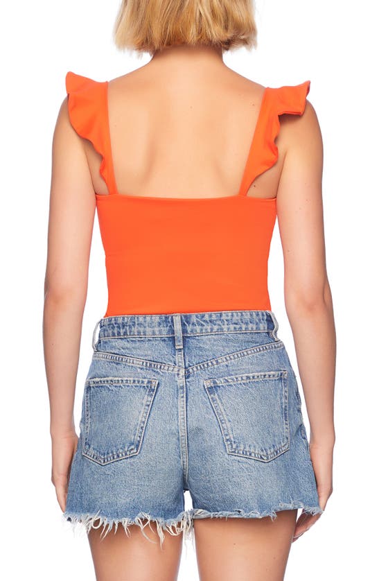 Susana Monaco Ruffle Strap Stretch Nylon Tank In Cherry Tomato