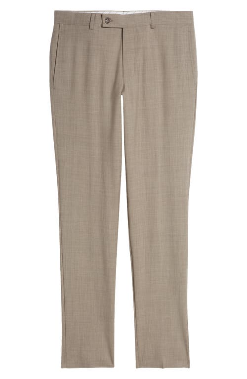 Jack Victor Patrick Flat Front Stretch Wool Dress Pants In Taupe