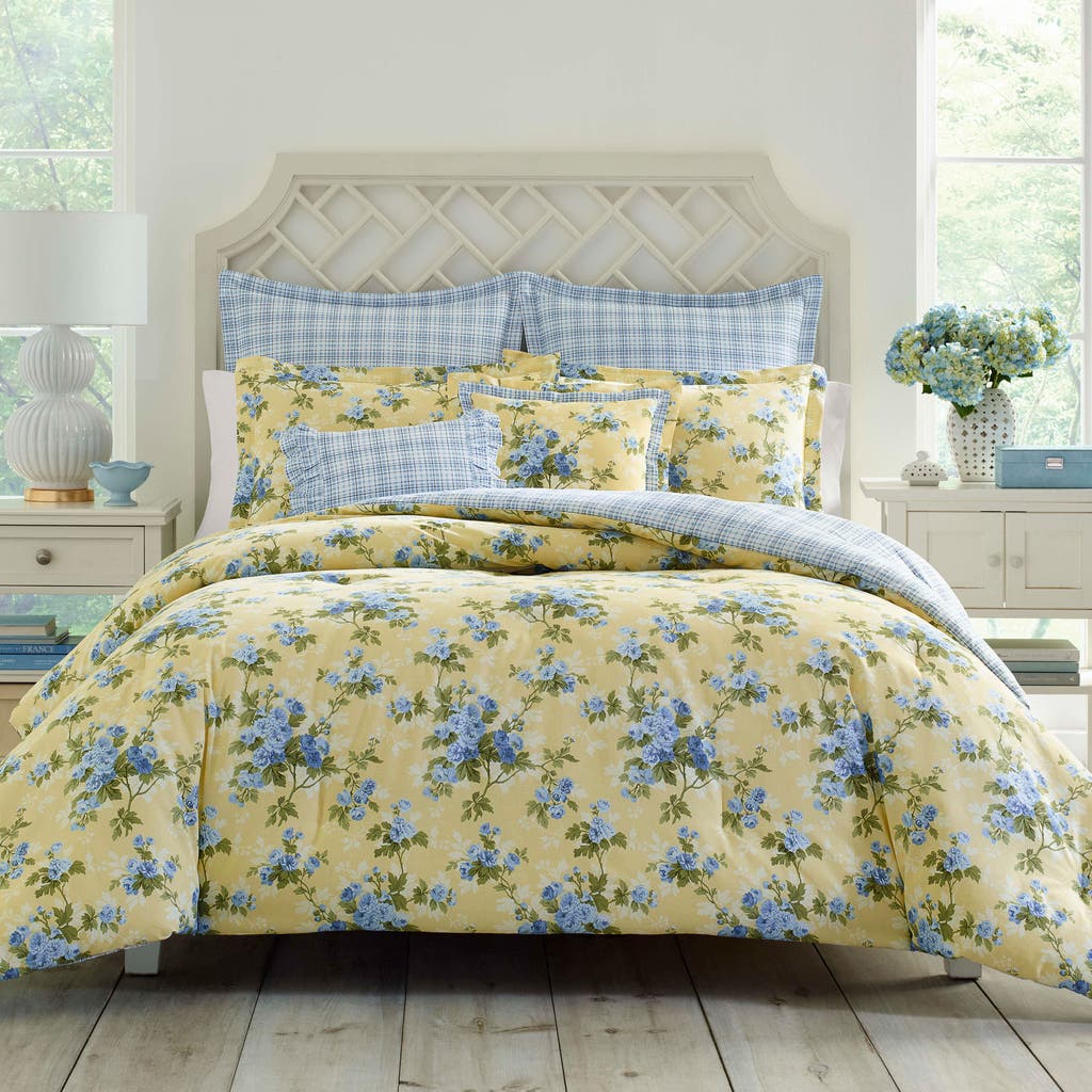 Laura Ashley Cassidy Cotton 7-piece Duvet Set In Soft Yellow