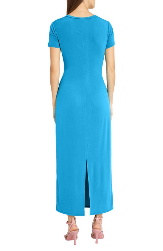 Shop Donna Morgan For Maggy Twist Front Short Sleeve Maxi Dress In French Blue