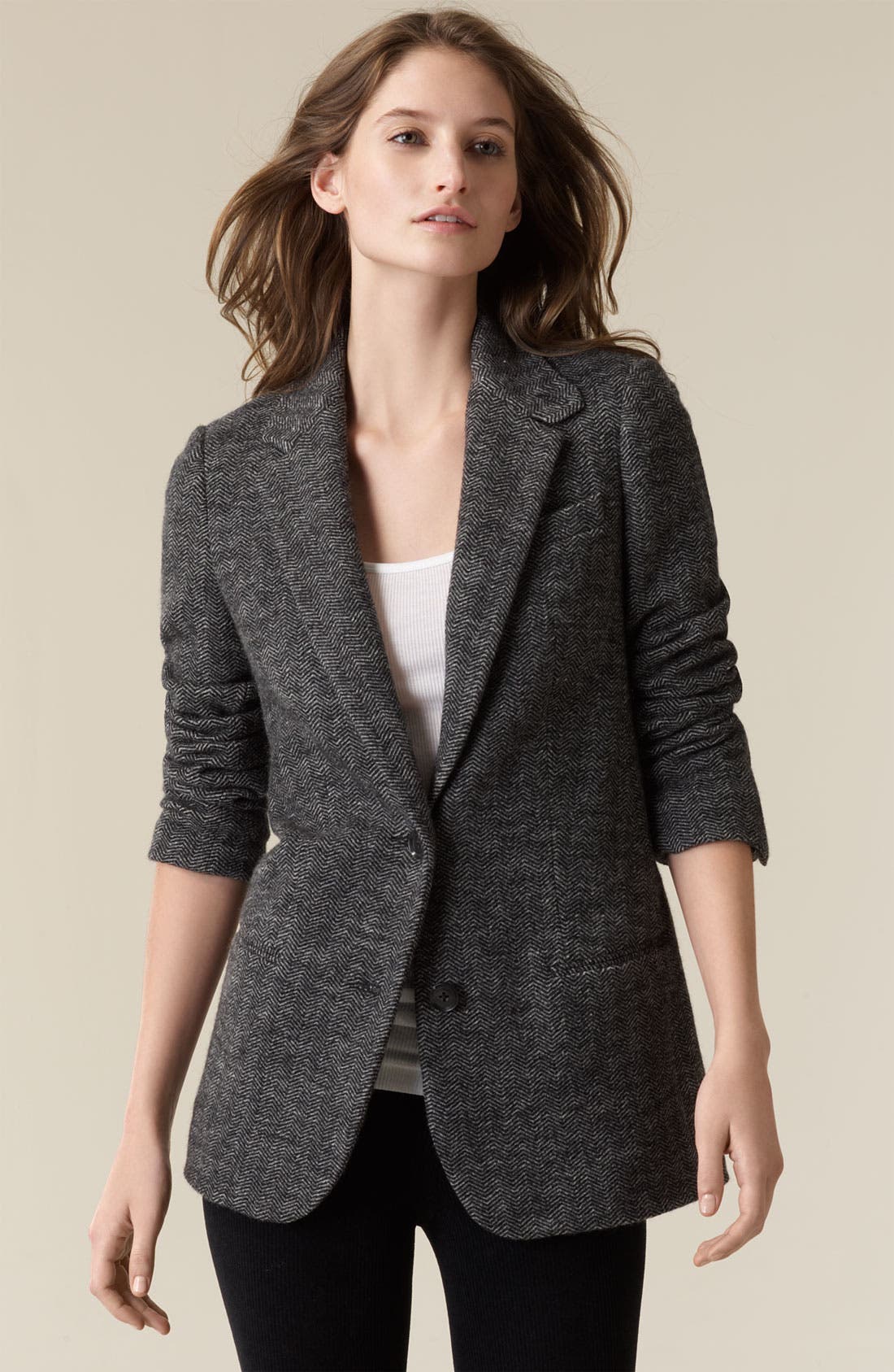 Vince Herringbone Wool Boyfriend Blazer Nordstrom