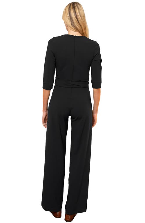 Hotsquash London Clothing Smart Scuba Jumpsuit With 3/4 Sleeves In Black
