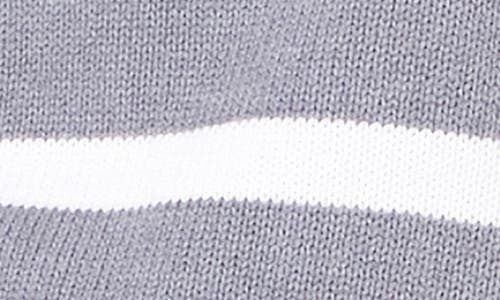 English Factory Stripe Cotton Zip Pullover In Heather Grey/white