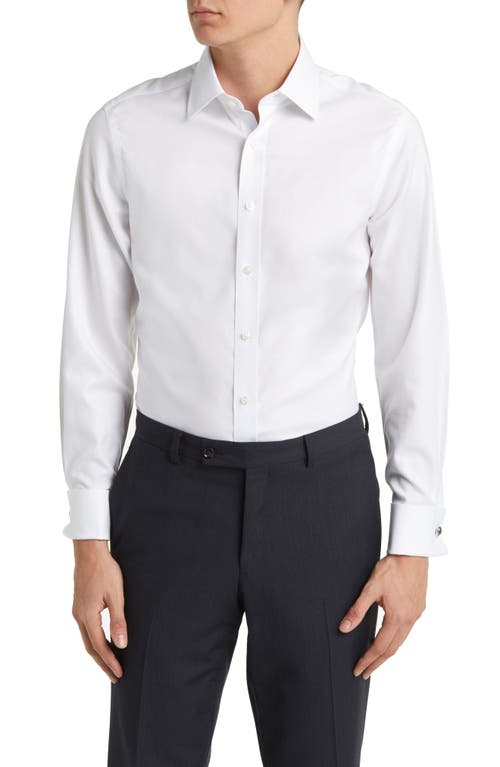 Slim Fit Non-Iron Cotton Twill Dress Shirt in White