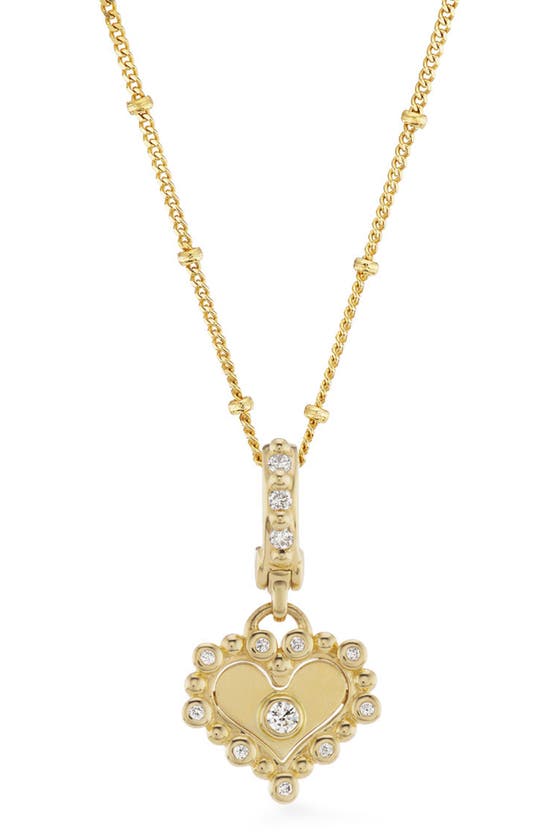 Shop Orly Marcel Diamond Heart Pendant Necklace In Yellow Gold