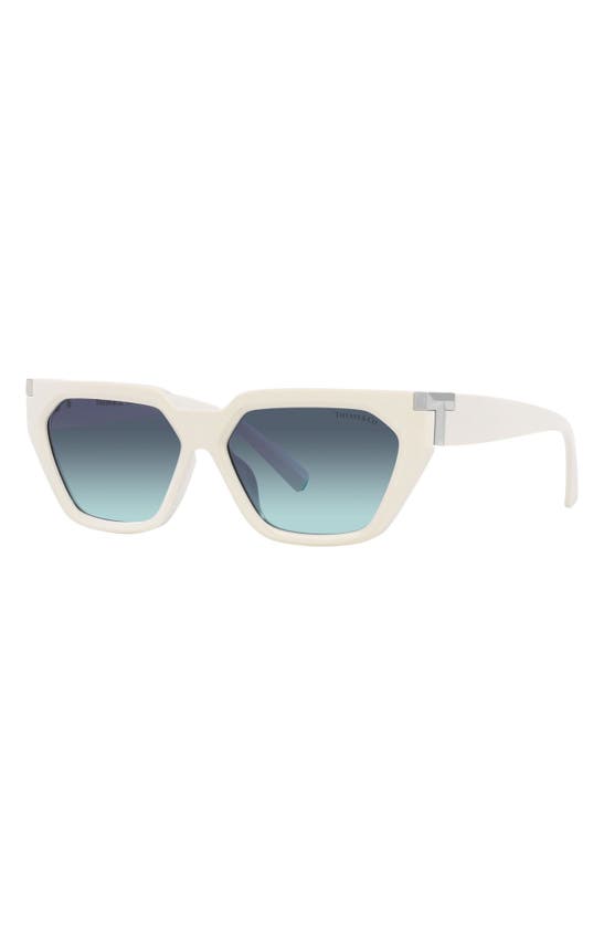 Shop Tiffany & Co . 56mm Irregular Sunglasses In Milky Ivory