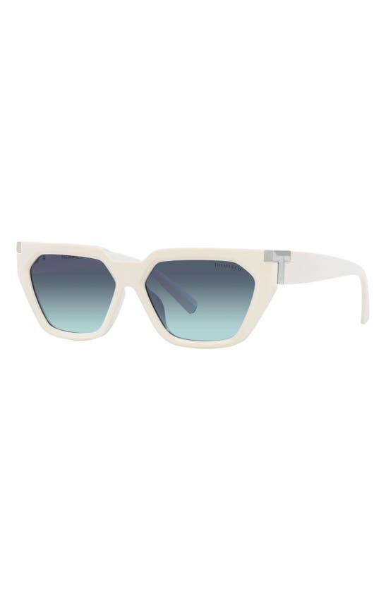 Tiffany & Co T-logo Propionate Plastic Cat-eye Sunglasses In Milky Ivory