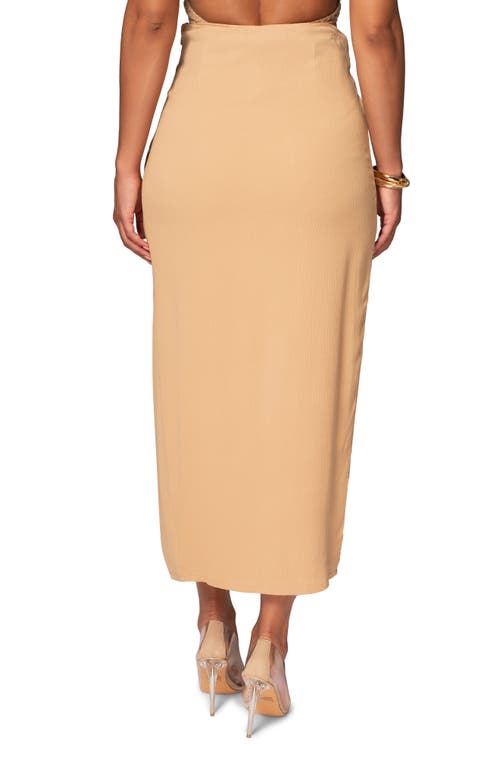 Shop Jluxlabel Athea Faux Wrap Drape Skirt In Beige