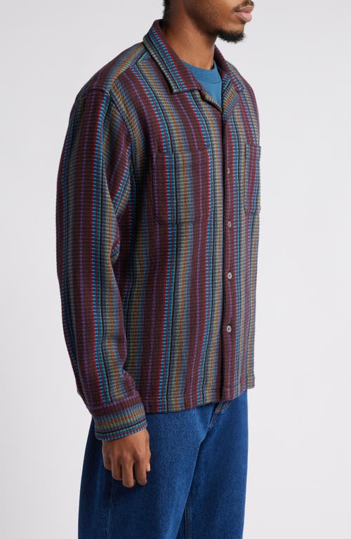 OBEY OBEY WANDERER STRIPE LONG SLEEVE CAMP SHIRT 