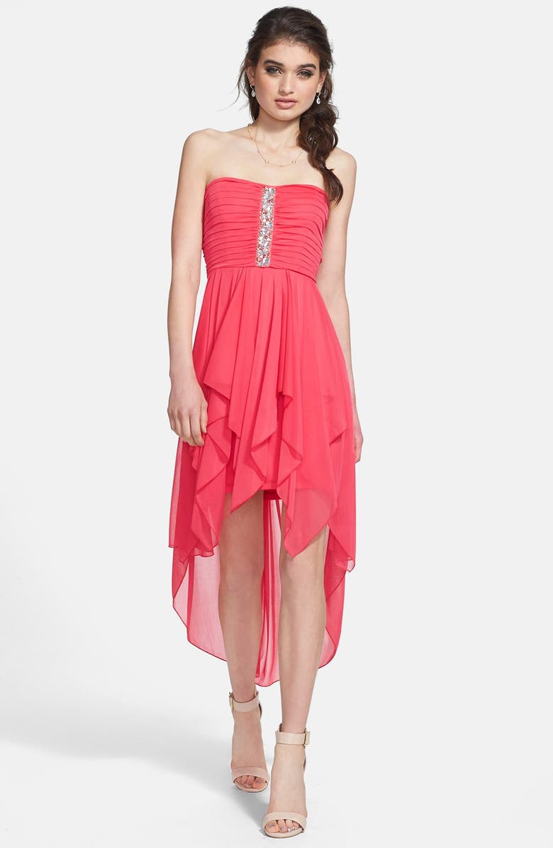 Way-In Embellished Chiffon High/Low Dress (Juniors) | Nordstrom