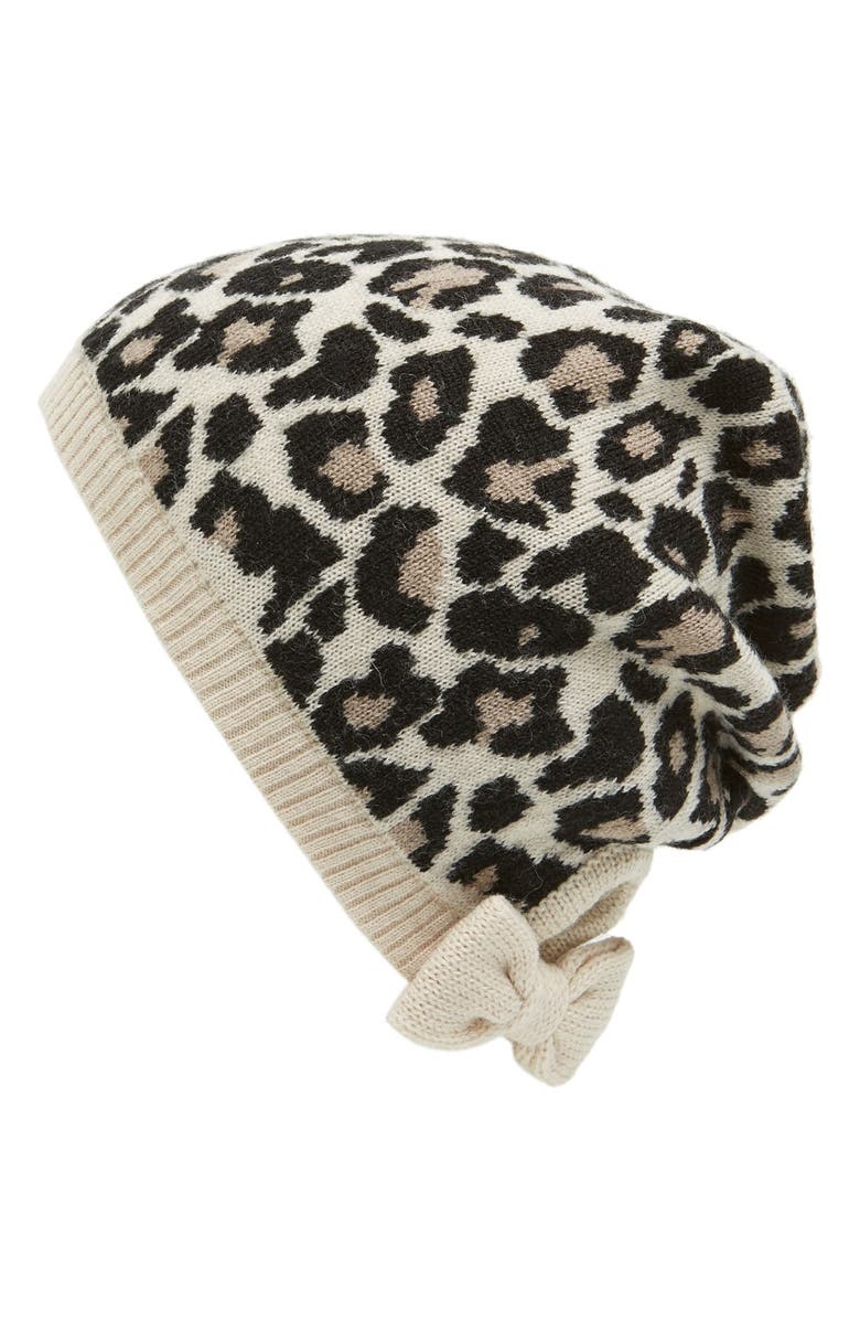 kate spade new york leopard pattern knit beanie | Nordstrom