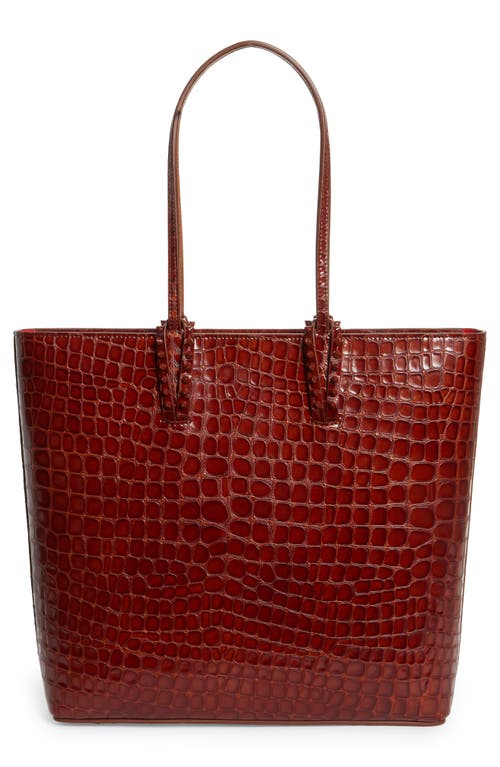 Shop Christian Louboutin Cabata Croc Embossed Leather Tote In Rd4l Acajou