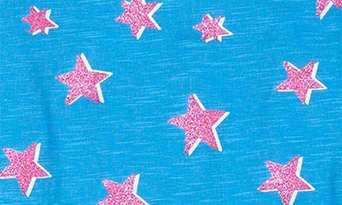 Shop Hatley Kids' Glitter Stars Fitted Two-piece Cotton Pajamas In Blue