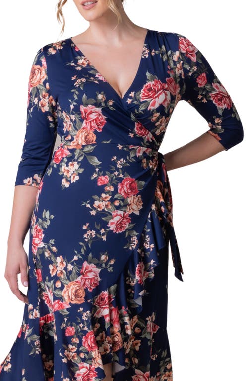 Shop Kiyonna Flirty Flounce Wrap Dress In Coming Up Roses