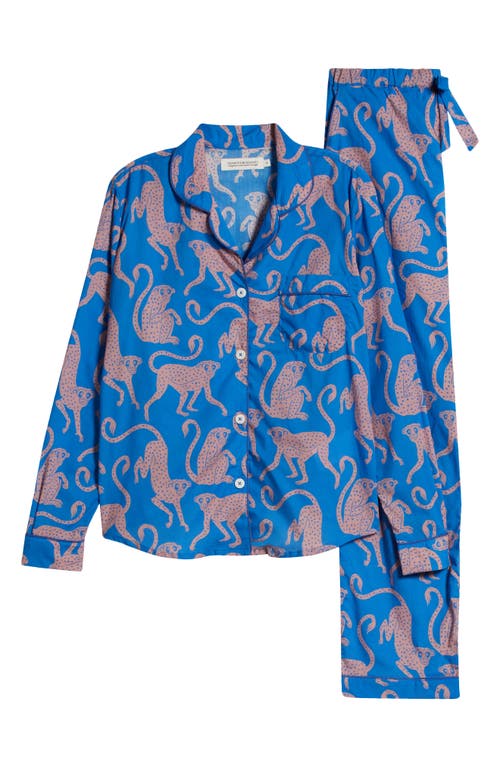 Shop Desmond & Dempsey Long Sleeve Cotton Pajamas In Blue/pink