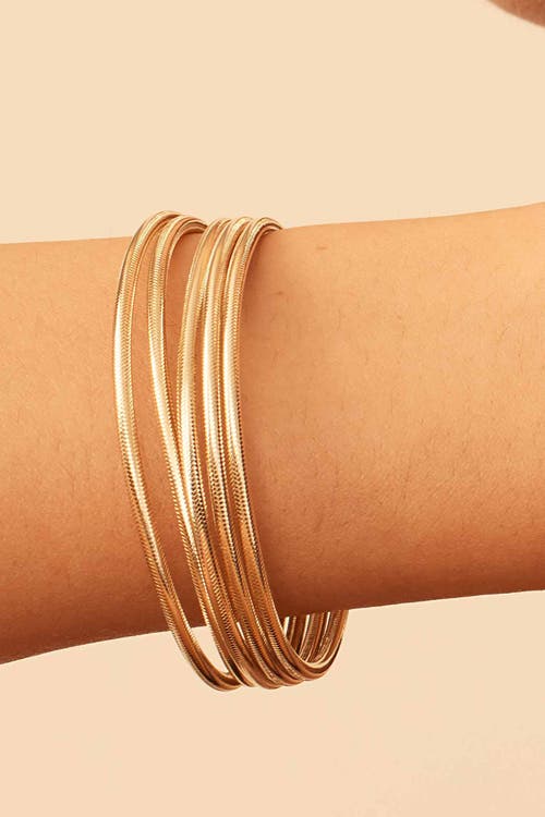 Oradina 14k Yellow Gold Mesh Glamour Power Stack Bracelet In Yellow Gold