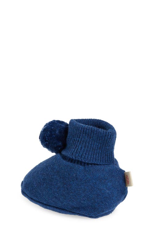 Pink Lemonade Pompom Cotton Bootie In Navy