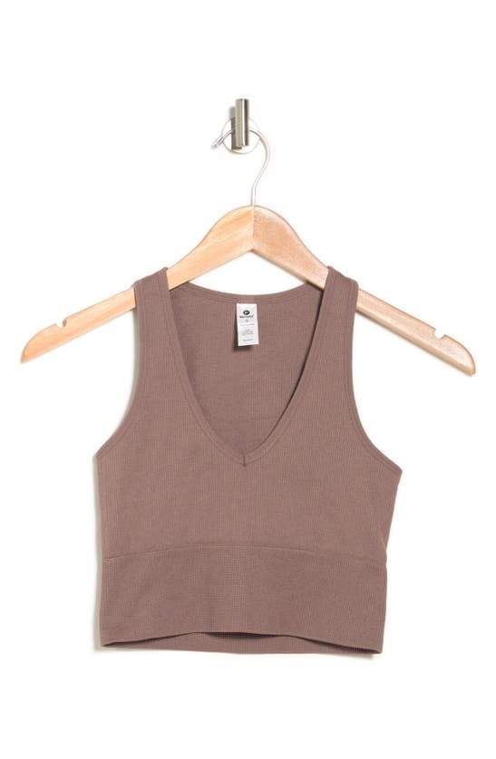 90 Degree By Reflex Seamless V-neck Crop Rib Tank In Deep Taupe