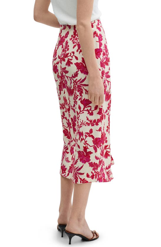 Shop Mango Floral Wrap Midi Skirt In Coral Red
