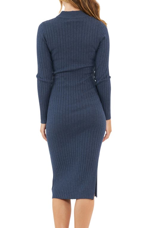 Shop Ripe Maternity Nella Rib Long Sleeve Maternity/nursing Dress In Denim Marle