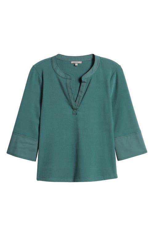 Wit & Wisdom Split Neck Top In Posy Green