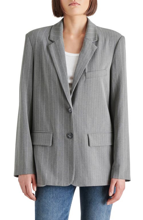 Shop Steve Madden Noellie Pinstripe Blazer In Grey