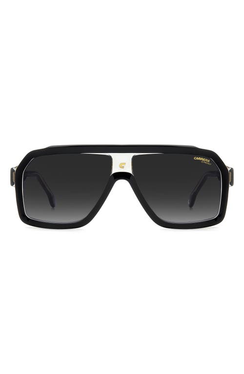 Carrera Eyewear 60mm Gradient Polarized Rectangular Sunglasses in Black Grey/Grey at Nordstrom