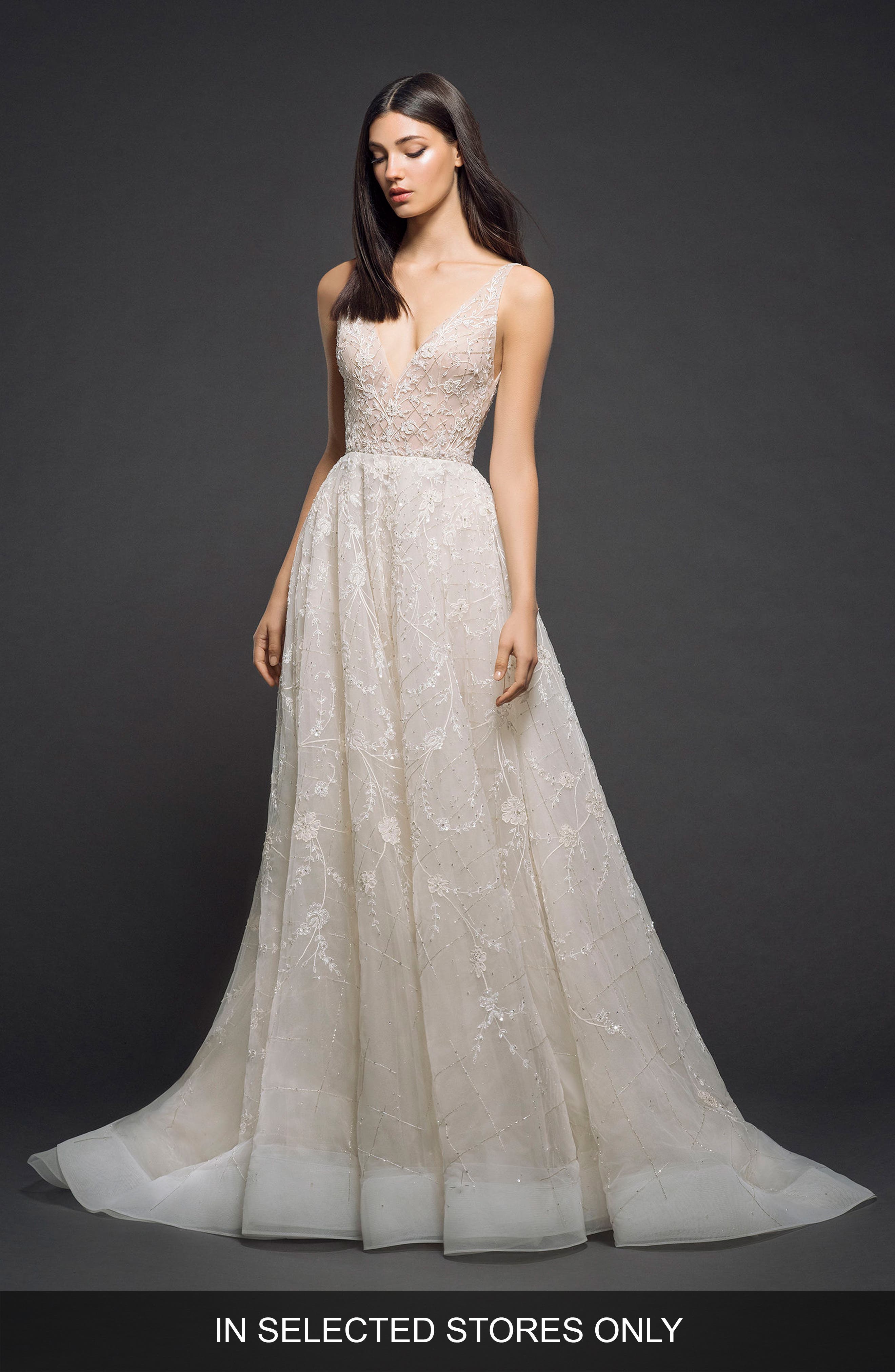 Lazaro Embellished Organza Gown, Size - Ivory