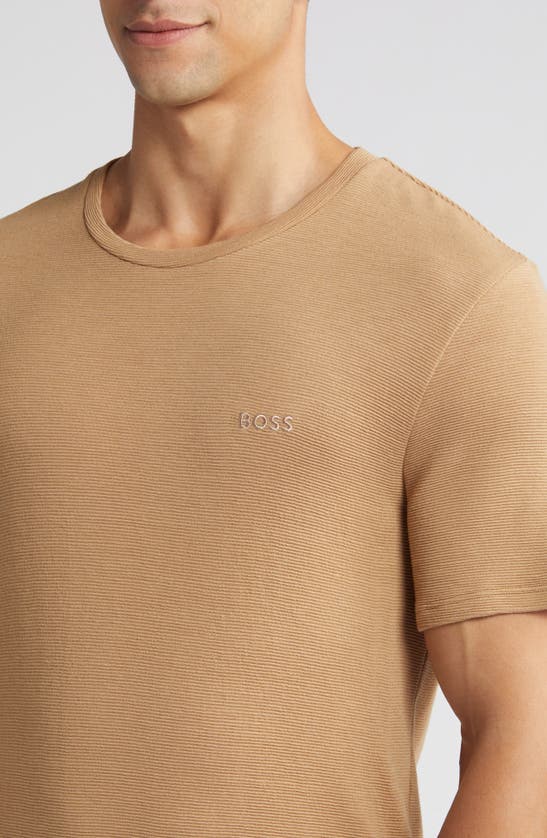 Shop Hugo Boss Ribbed Pajama Top In Medium Beige