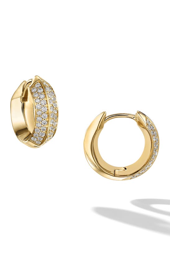 Shop Cast Defiant Iced Diamond Huggie Hoop Earrings In Gold