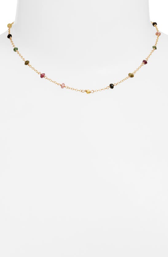 Ki-ele Leah Rainbow Tourmaline Choker In Gold