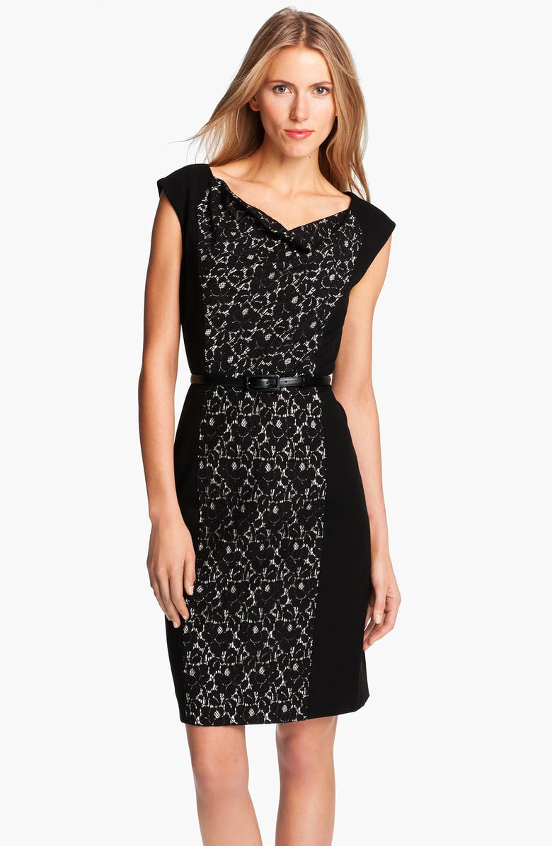 Classiques Entier® Belted Lace & Ponte Dress | Nordstrom