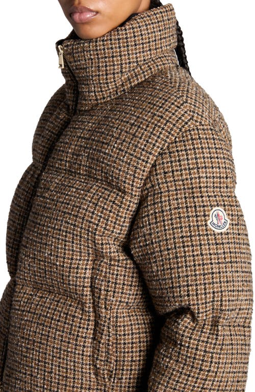 Shop Moncler Seboune Houndstooth Down Jacket In Beige