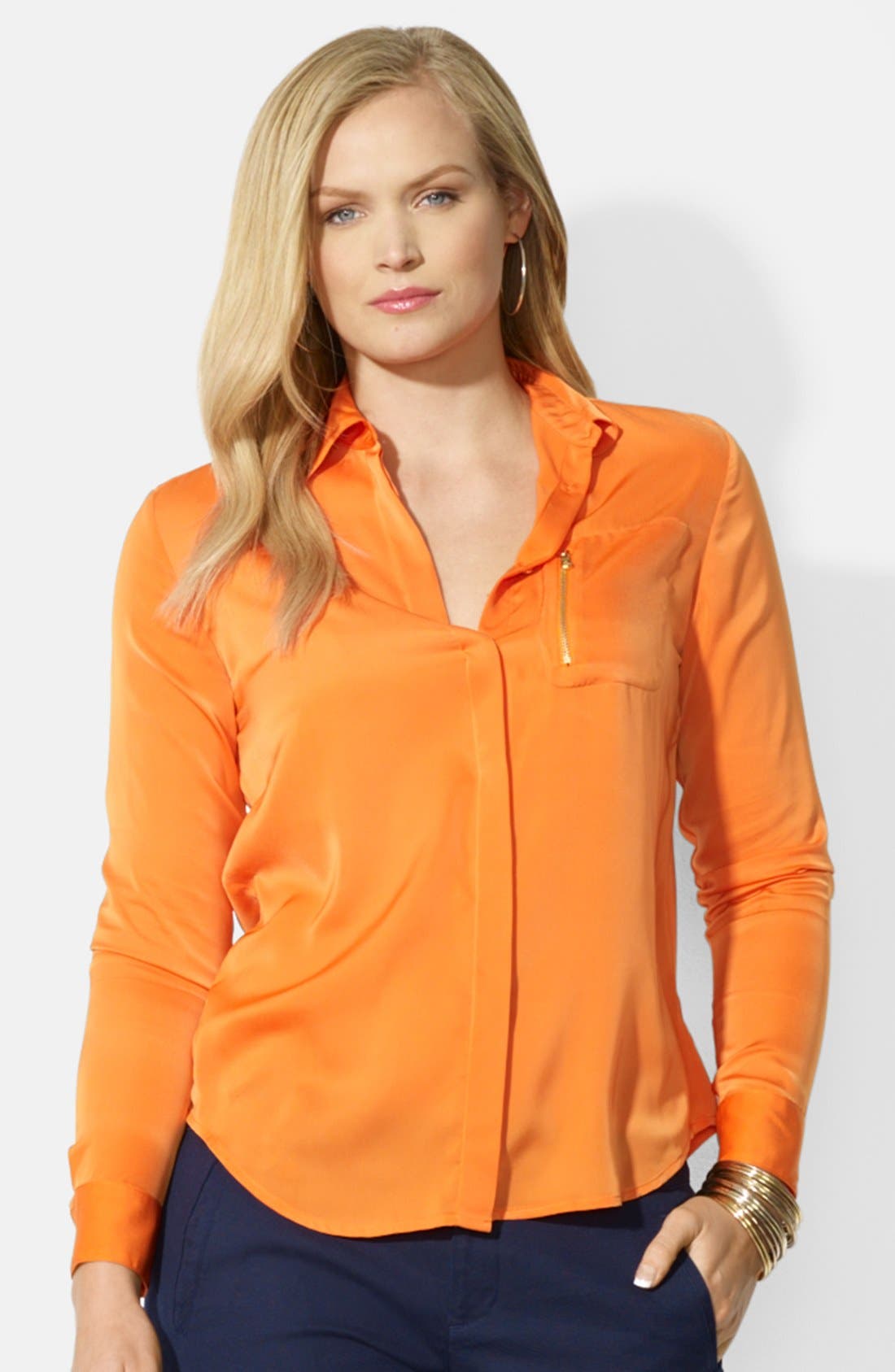 Lauren Ralph Lauren Zip Pocket Blouse (Plus Size) Nordstrom