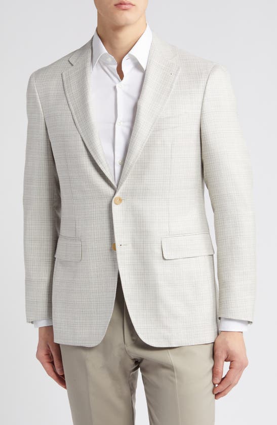 Canali Kei Trim Fit Microcheck Wool & Silk Blend Sport Coat In White