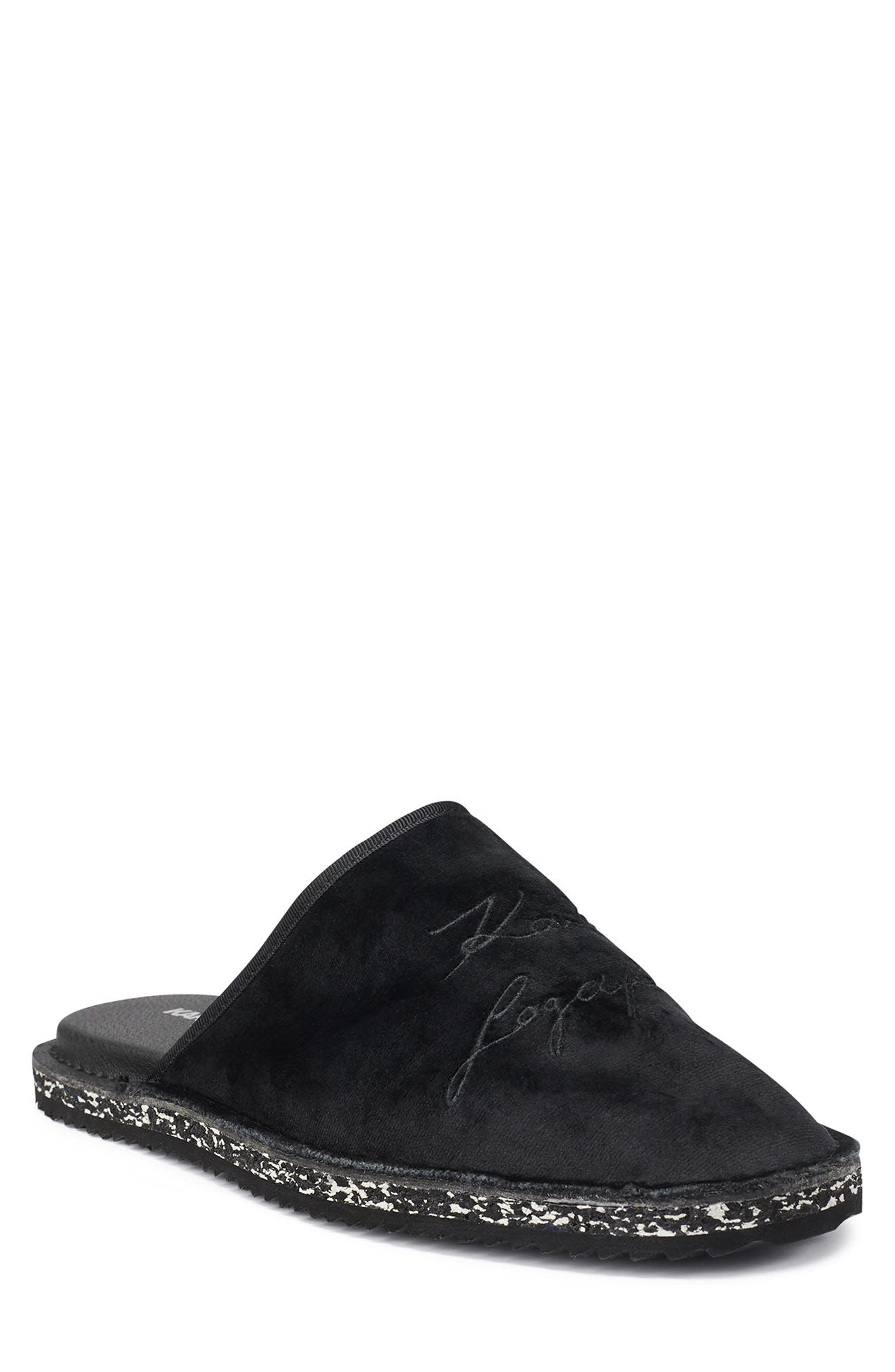 Karl Lagerfeld Embroidered Logo Velvet Mens Slippers Karl Lagerfeld Paris Embroidered Logo Velvet Slipper in  main image 2