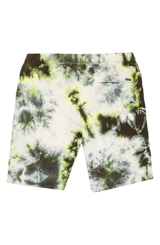 Shop Volcom Iconic Stone Fleece Shorts In Limetiedye