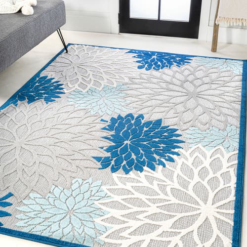 Jonathan Y Minori Floral High-low Indoor/outdoor Area Rug In Blue/gray