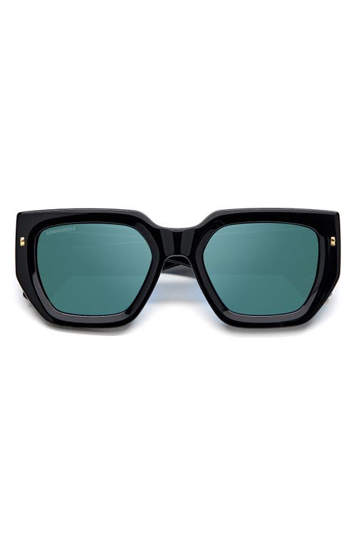 53mm Rectangular Sunglasses in Black/teal