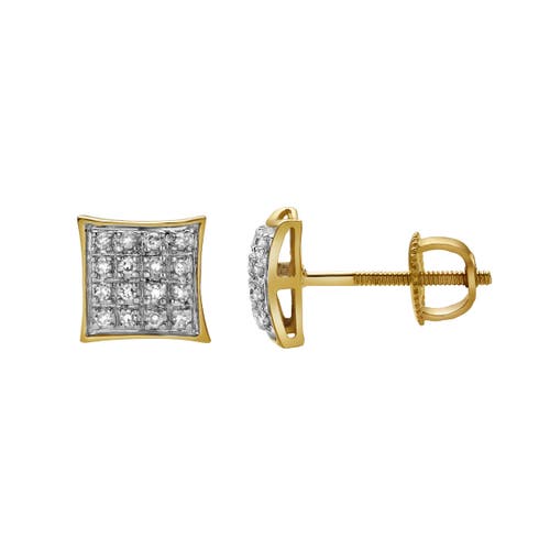 Luvmyjewelry Calyssia 10k Yellow Gold Cluster Diamond Unisex Earrings In 10k Yellow Gold
