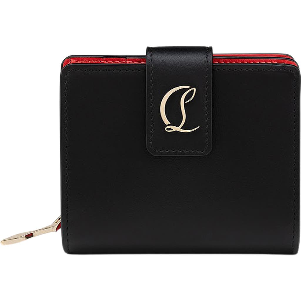 Christian Louboutin Loubi54 Mini Leather Wallet In Black