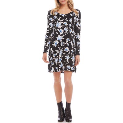 Karen Kane Erin Floral A-Line Long Sleeve Dress, Black