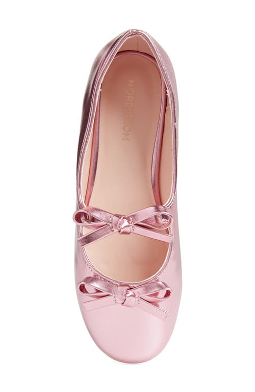 Shop Nordstrom Kids' Elodie Bow Flat In Pink Metallic