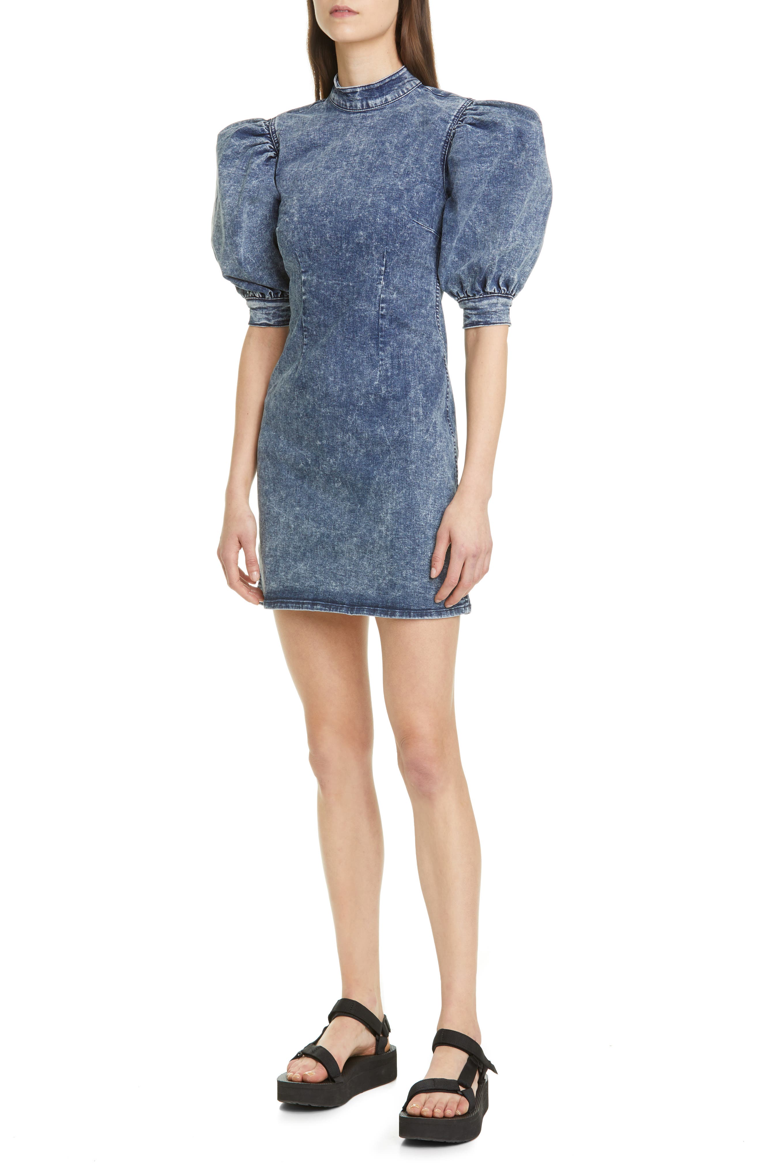 ganni denim dress
