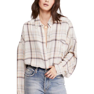 Free People Hidden Valley Woven Plaid Shirt, White