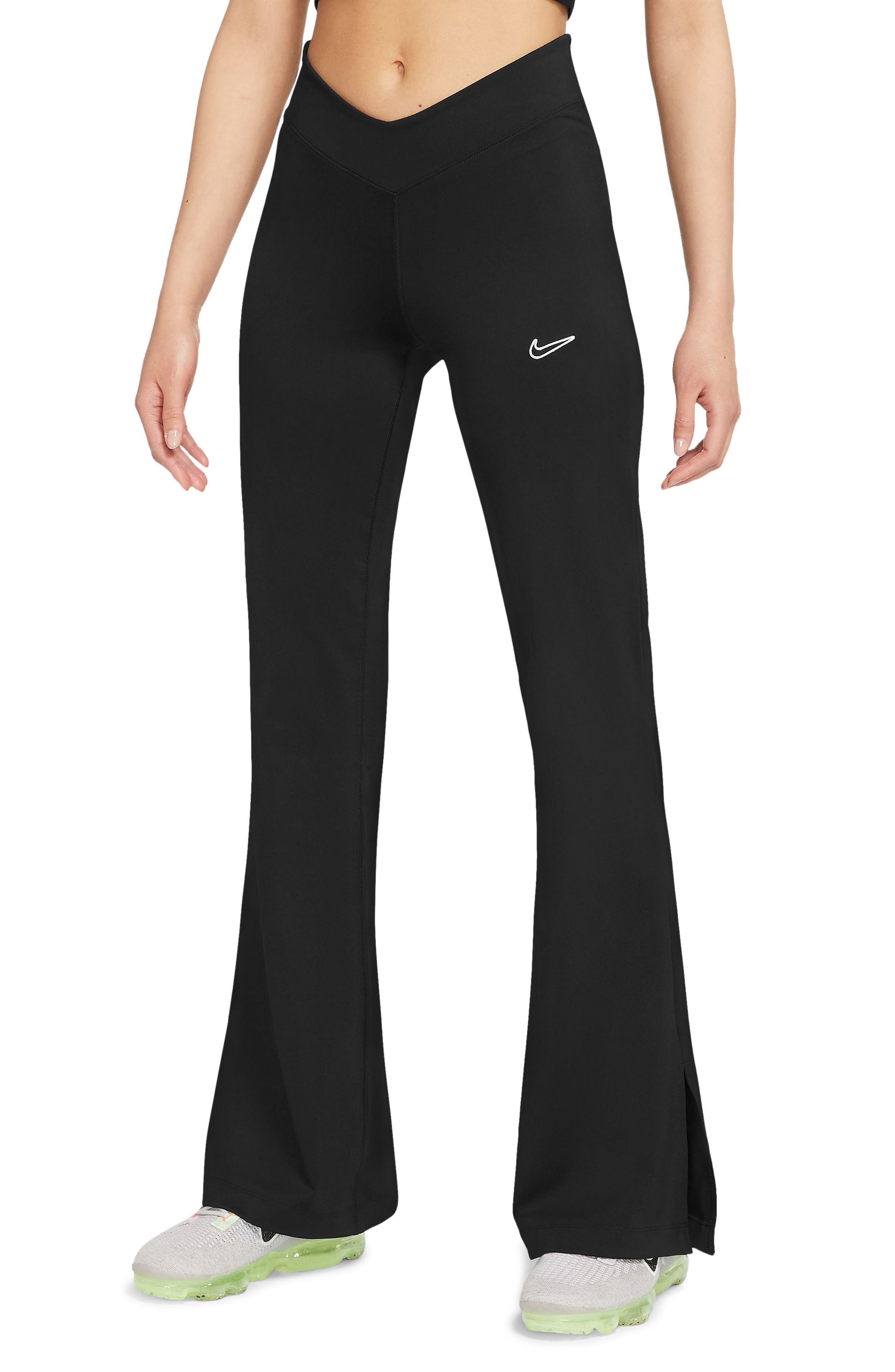 Nike Sportswear Mid Rise Flare Leggings in Black/White