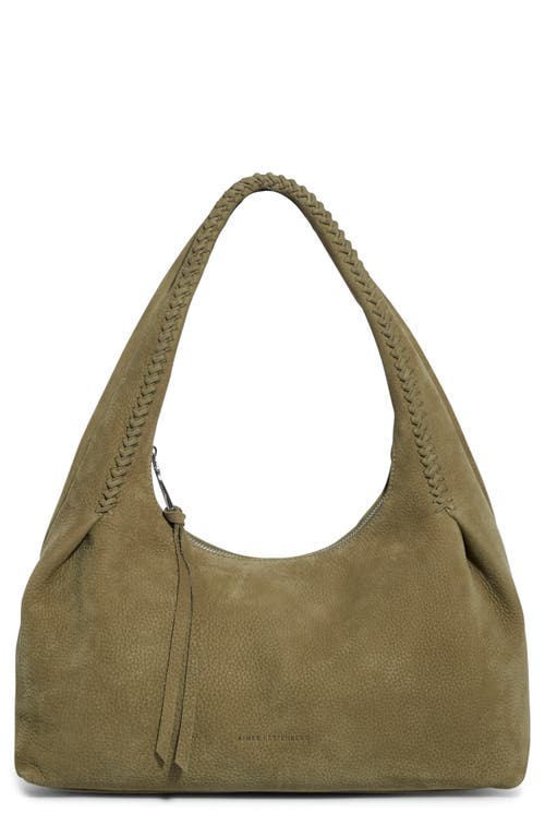 Aura Leather Shoulder Bag in Soft Olive Nubuck