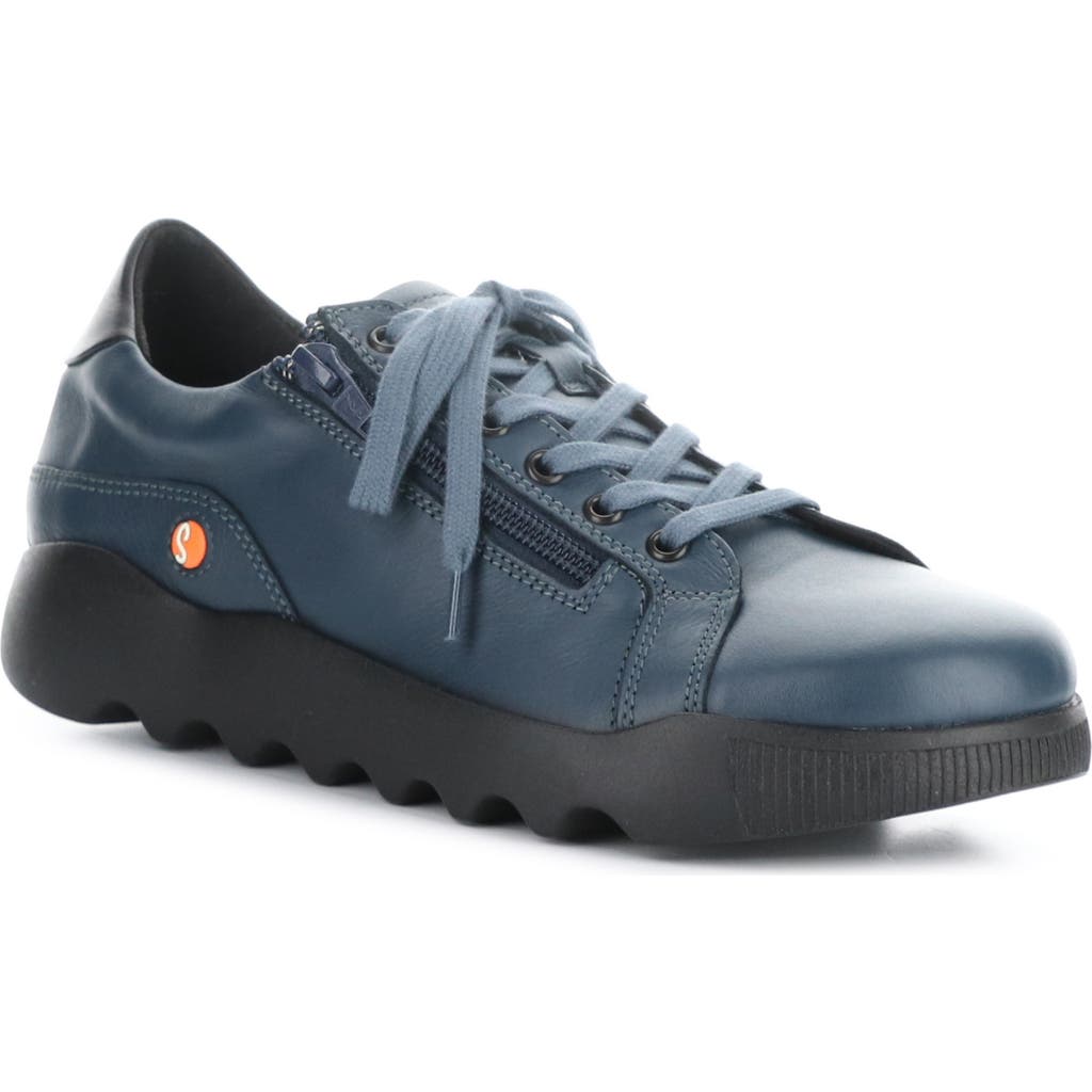 Softinos By Fly London Whiz Sneaker In Denim/black Smooth Leather