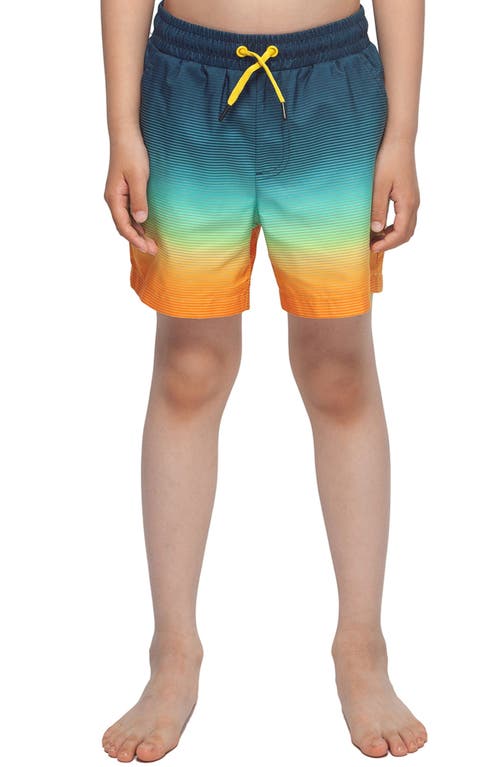 Rokka&rolla Kids' Compression Liner Swim Trunks Upf 50+ In Neon Stripe