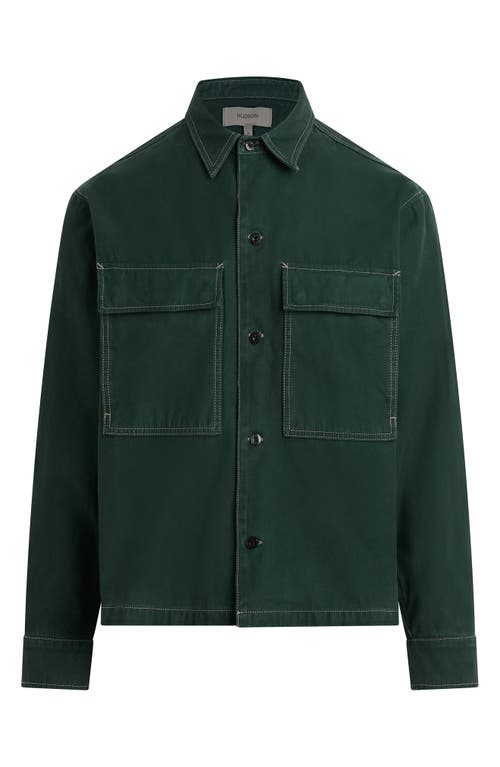 Shop Hudson Jeans Cotton Button-up Shirt Jacket In Smoke Pine